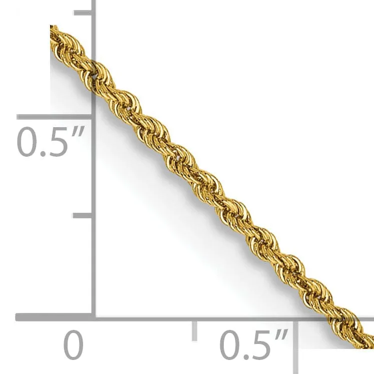 14k Yellow Gold 1.50mm Handmade Rope Chain