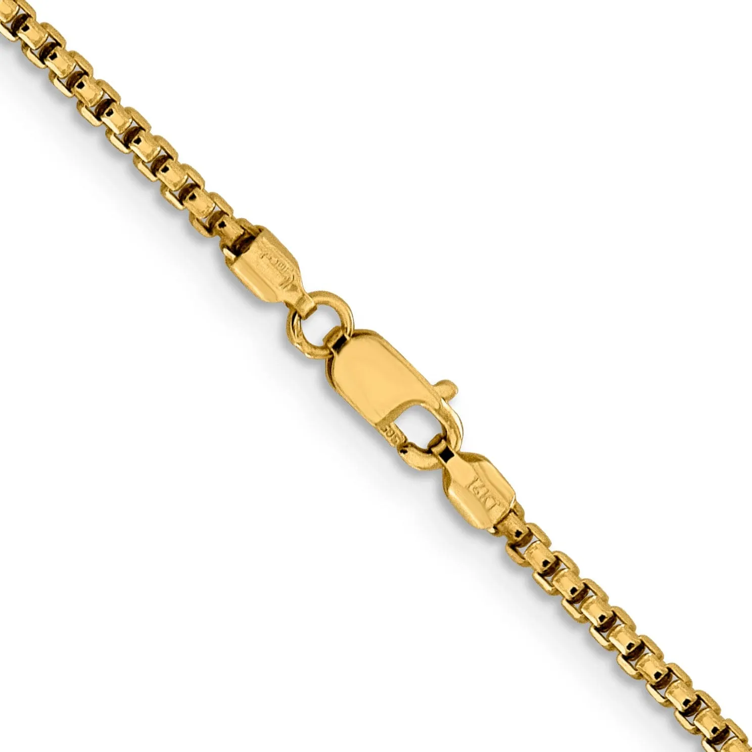 14k Yellow Gold 1.85 mm D.C Round Box Chain