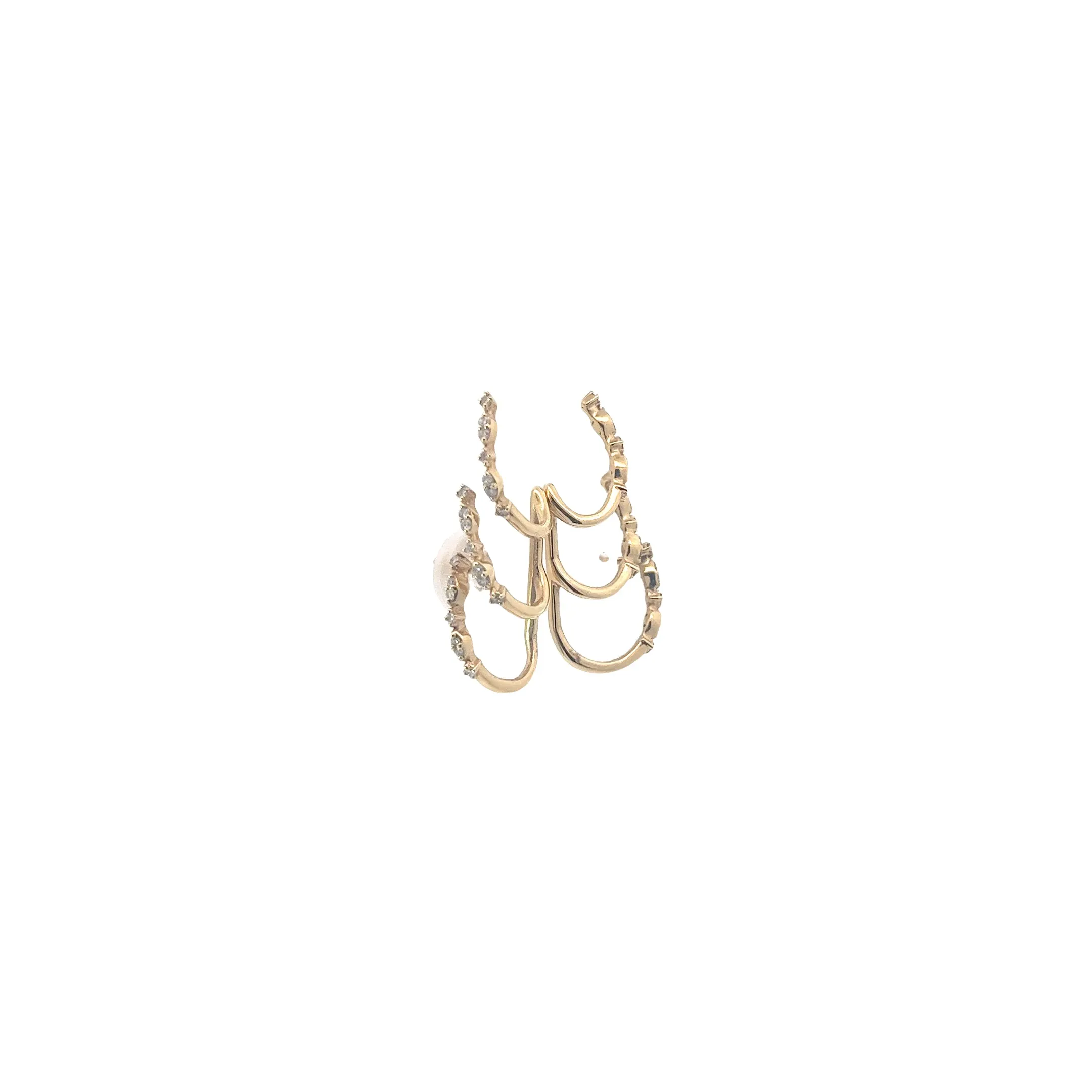 14k Yellow Gold .20ct F VS2 Round Diamond Triple Curve Earrings