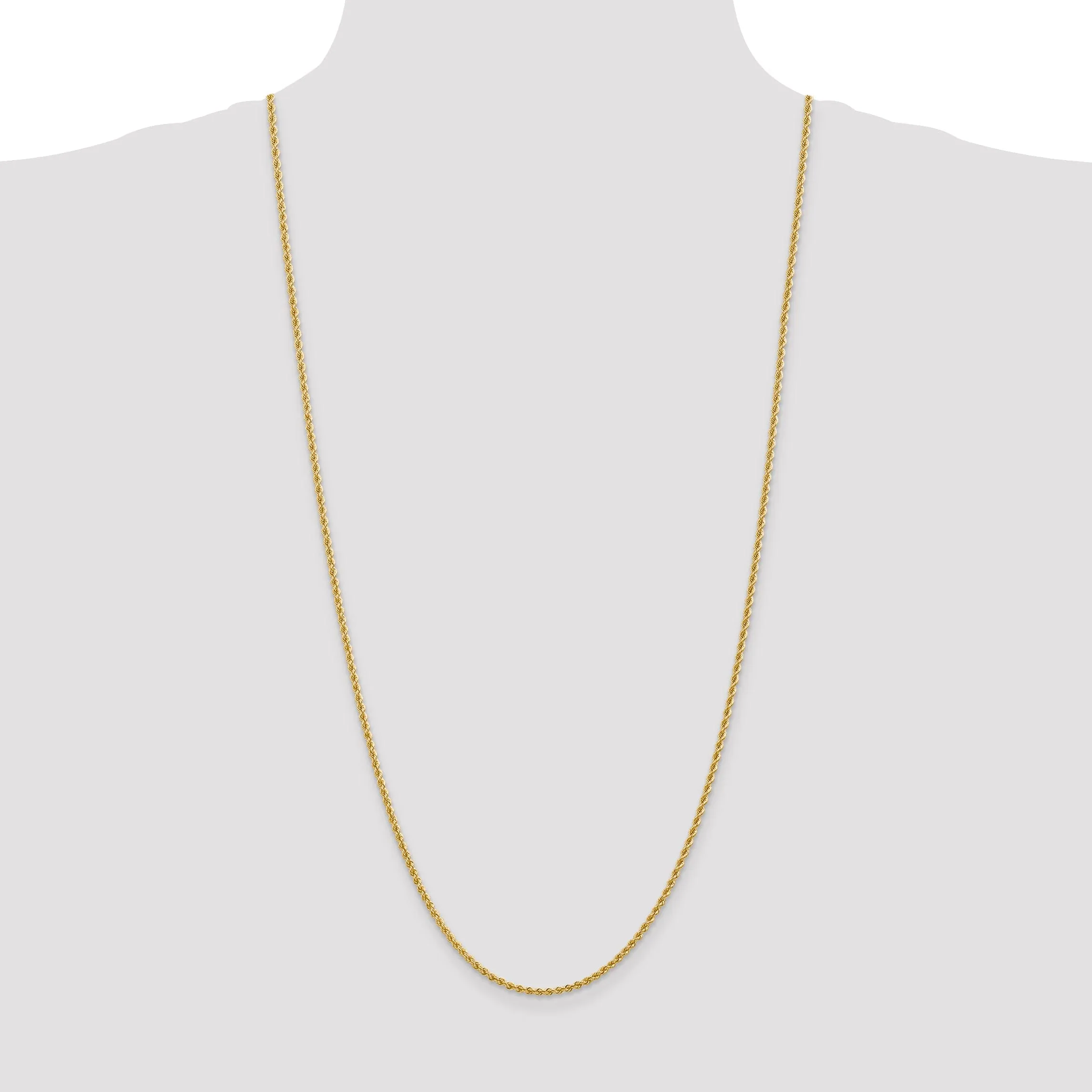 14k Yellow Gold 2.25mm Handmade Rope Chain