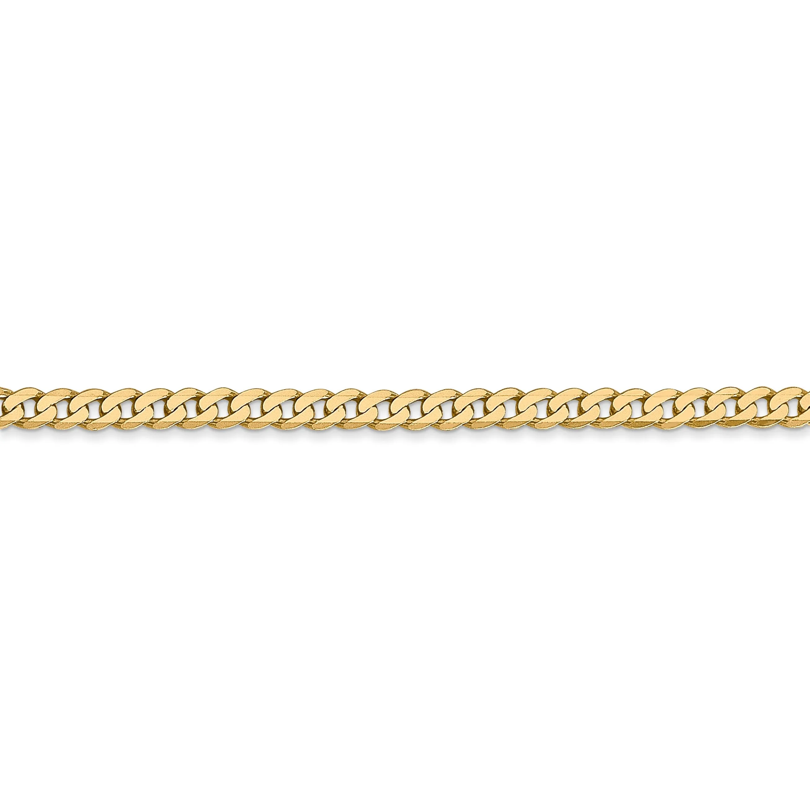 14k Yellow Gold 2.40mm Flat Beveled Curb Chain