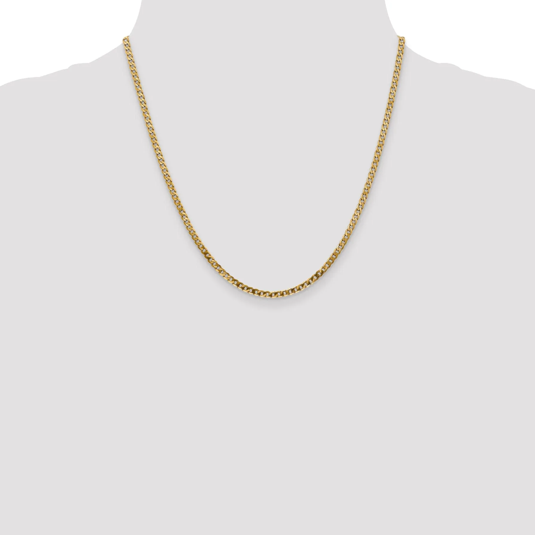 14k Yellow Gold 2.40mm Flat Beveled Curb Chain