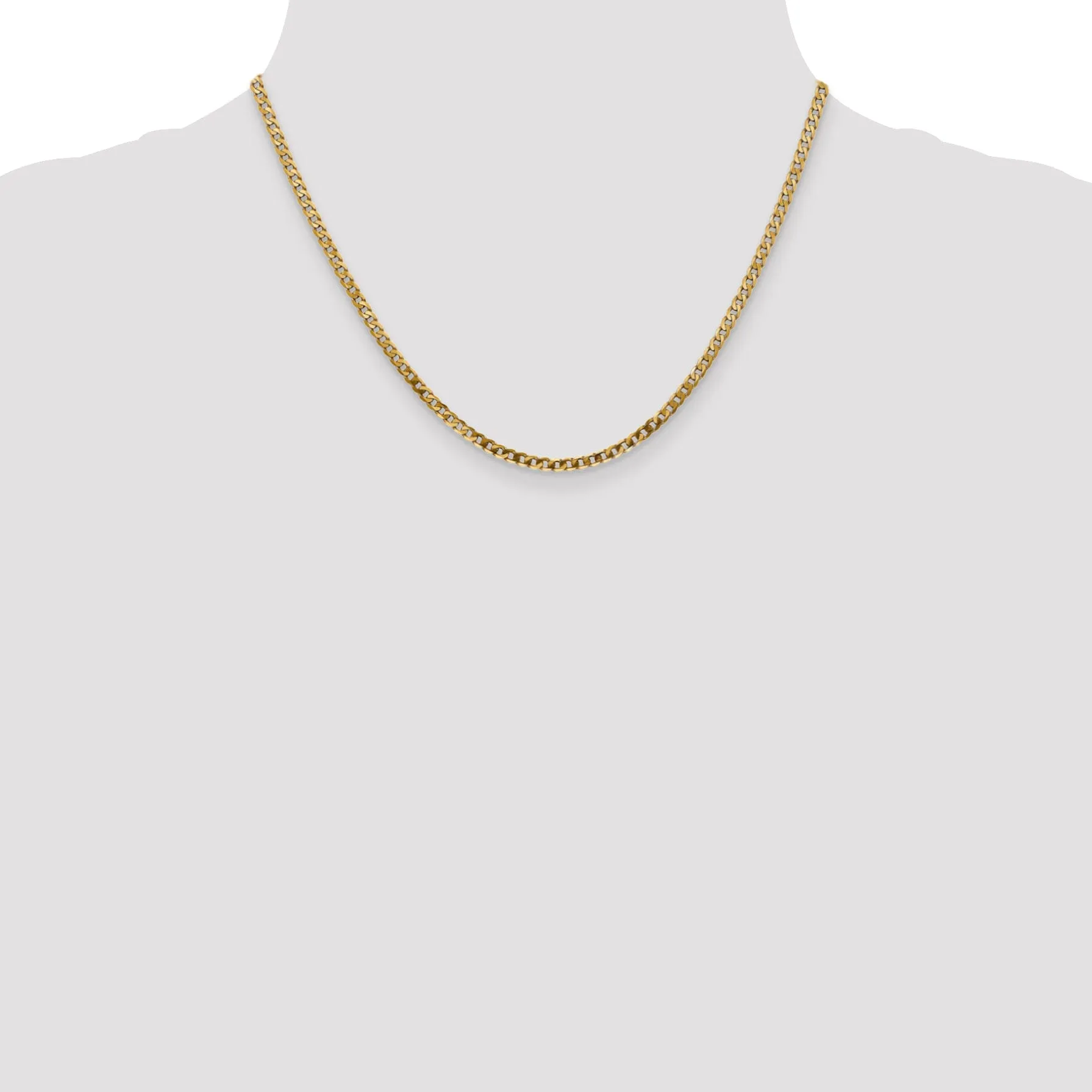 14k Yellow Gold 2.40mm Flat Beveled Curb Chain