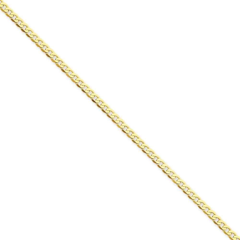 14k Yellow Gold 2.40mm Flat Beveled Curb Chain
