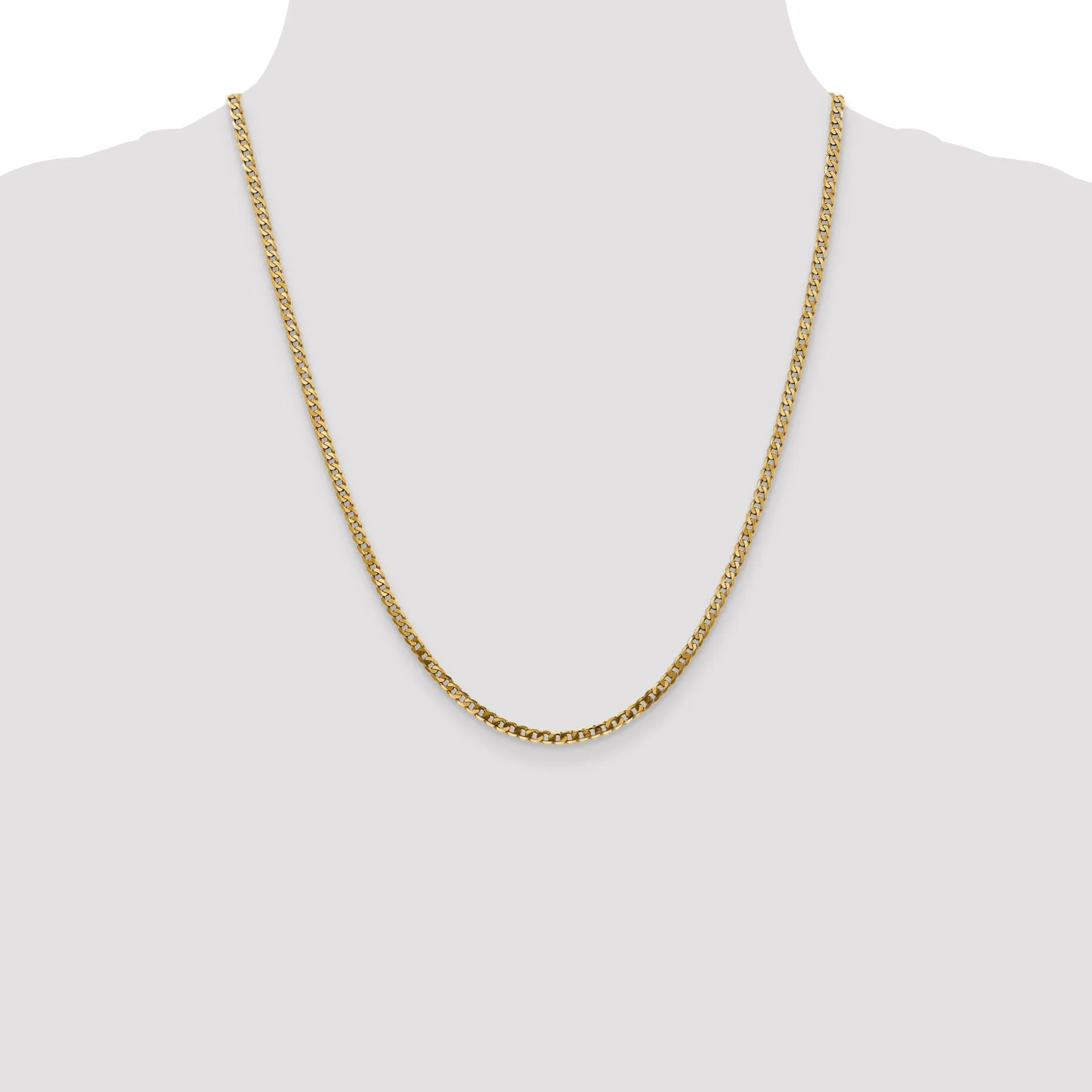 14k Yellow Gold 2.40mm Flat Beveled Curb Chain