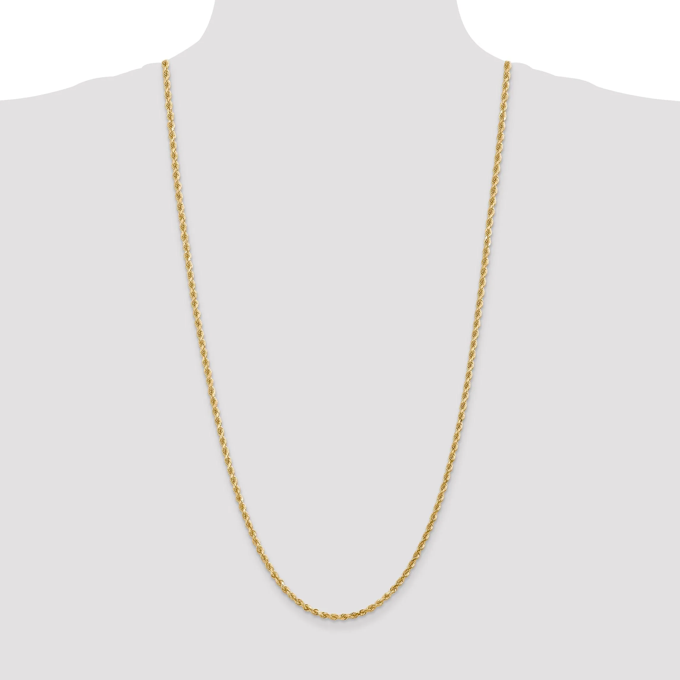 14k Yellow Gold 3.20mm Diamond Cut Rope Chain