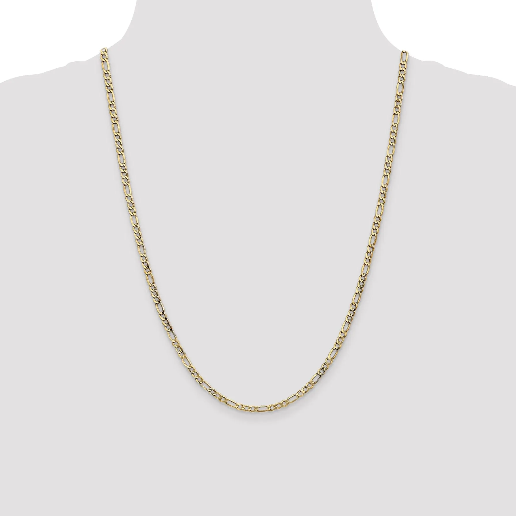 14k Yellow Gold 3.50-mm Semi Solid Figaro Chain