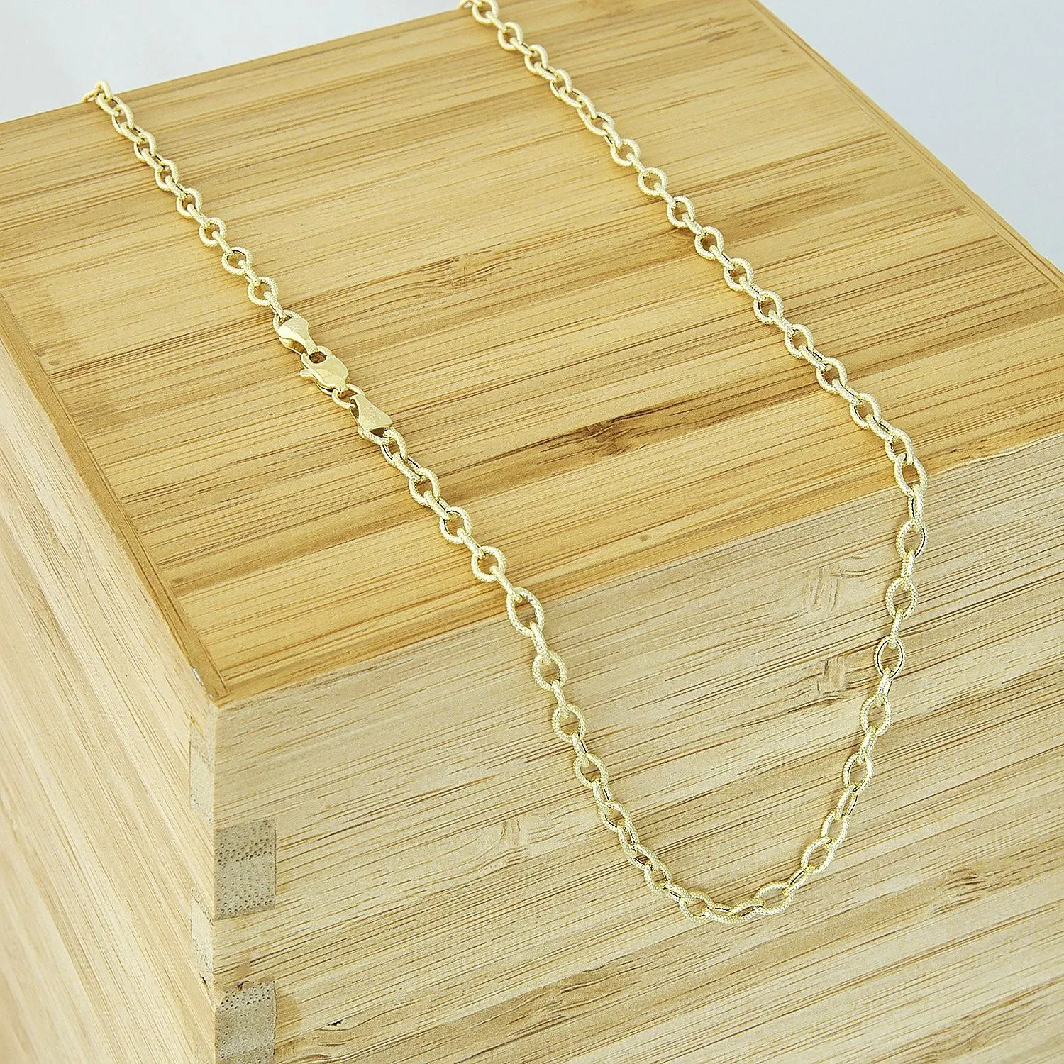 14K Yellow Gold 3.5mm Textured Cable Chain
