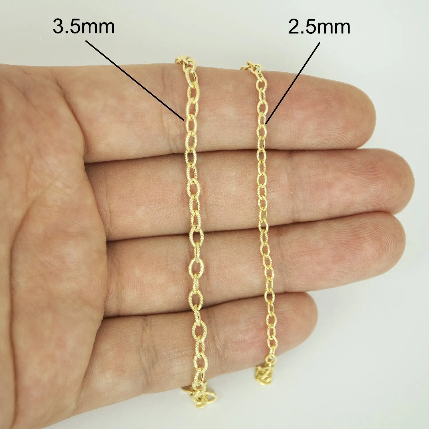 14K Yellow Gold 3.5mm Textured Cable Chain