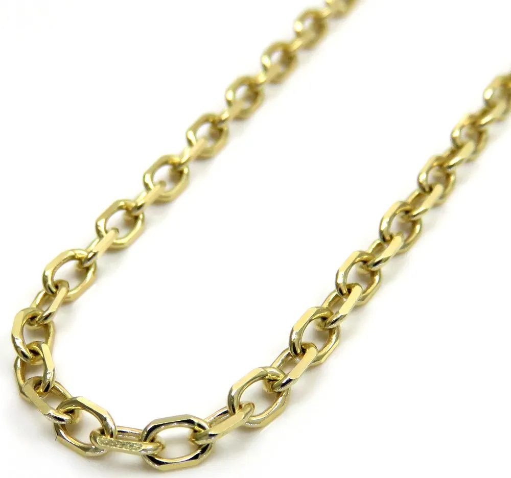 14K Yellow Gold 3mm Cable Diamond Cut Chain