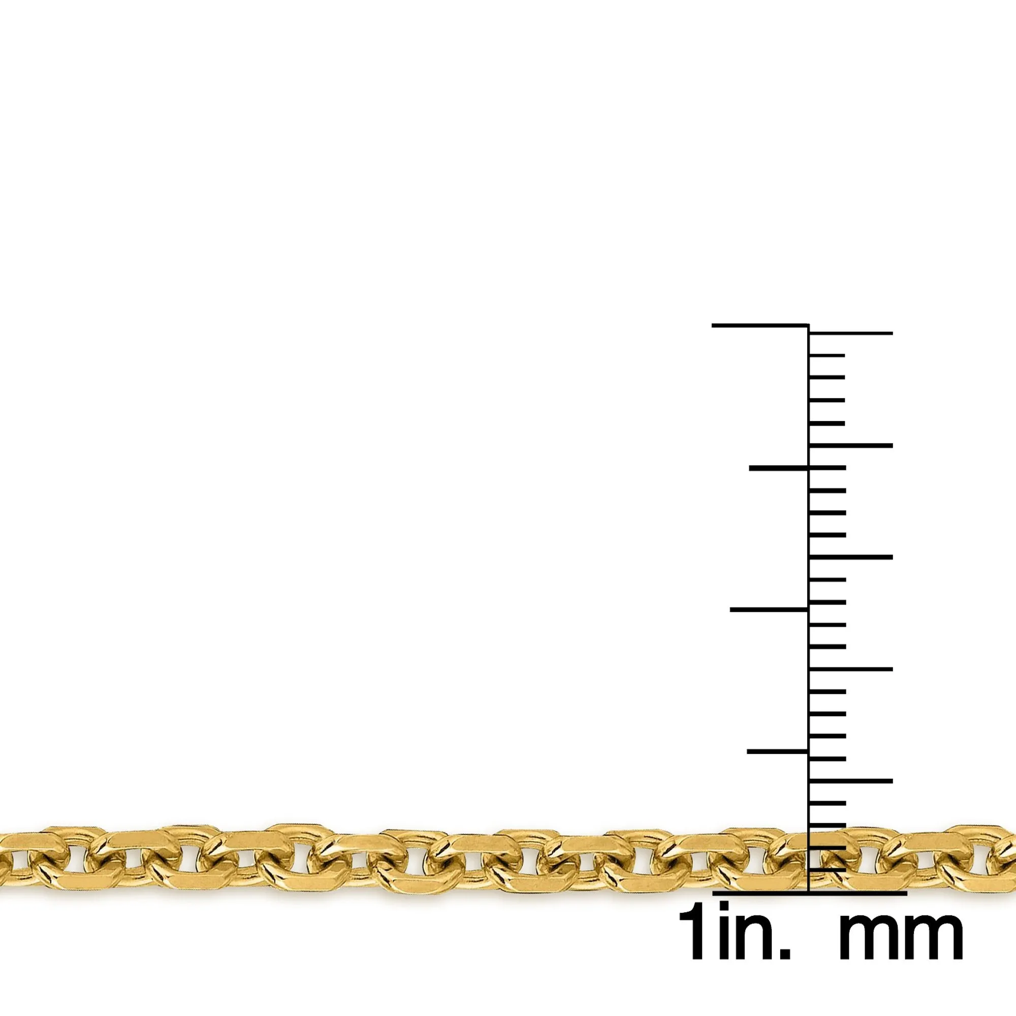 14K Yellow Gold 3mm Cable Diamond Cut Chain