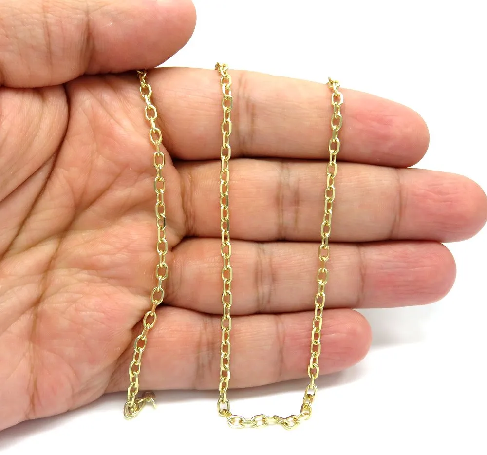 14K Yellow Gold 3mm Cable Diamond Cut Chain