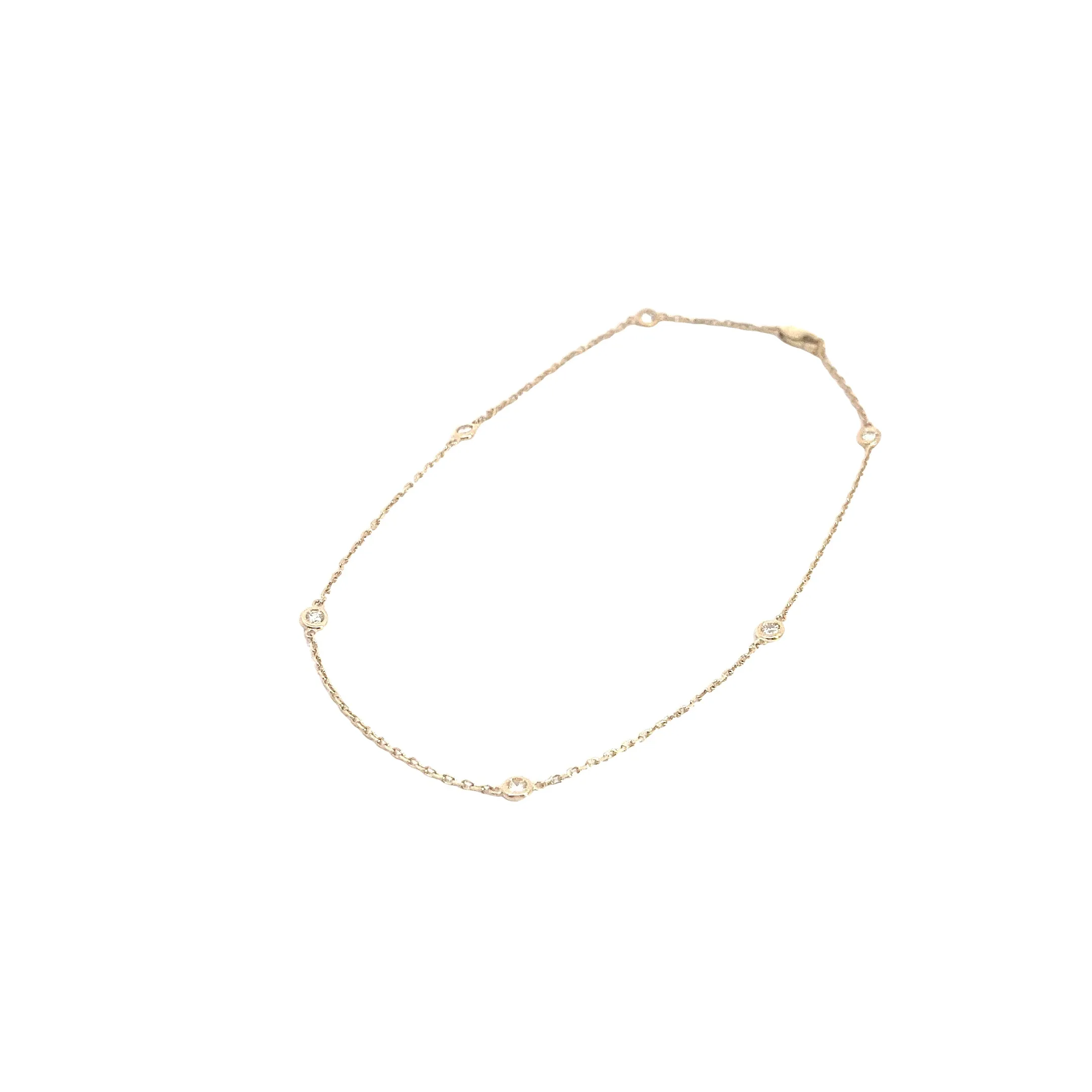 14K YELLOW GOLD .40CT G SI1 DIAMOND BY THE YARD ANKET 10 INCH