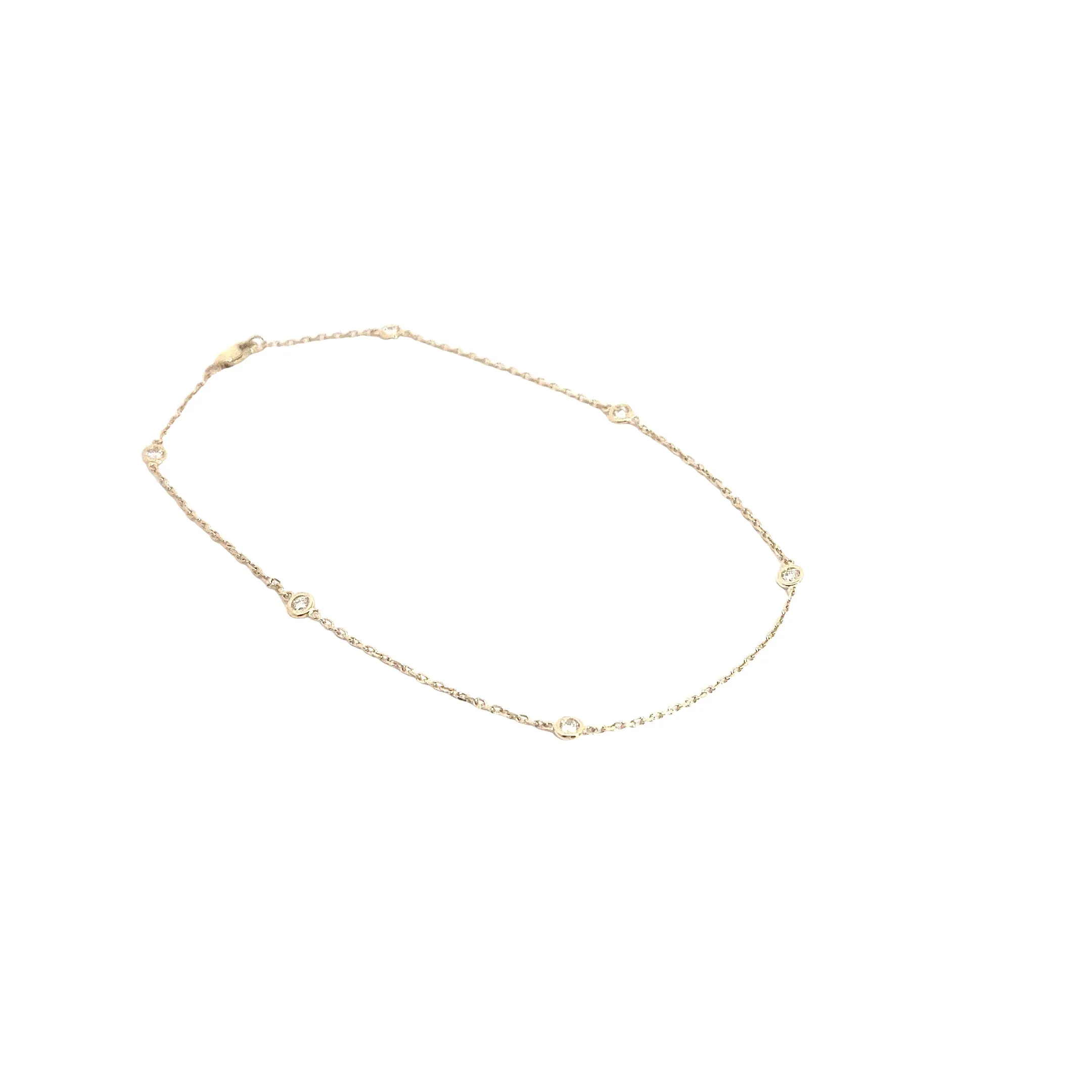 14K YELLOW GOLD .40CT G SI1 DIAMOND BY THE YARD ANKET 10 INCH