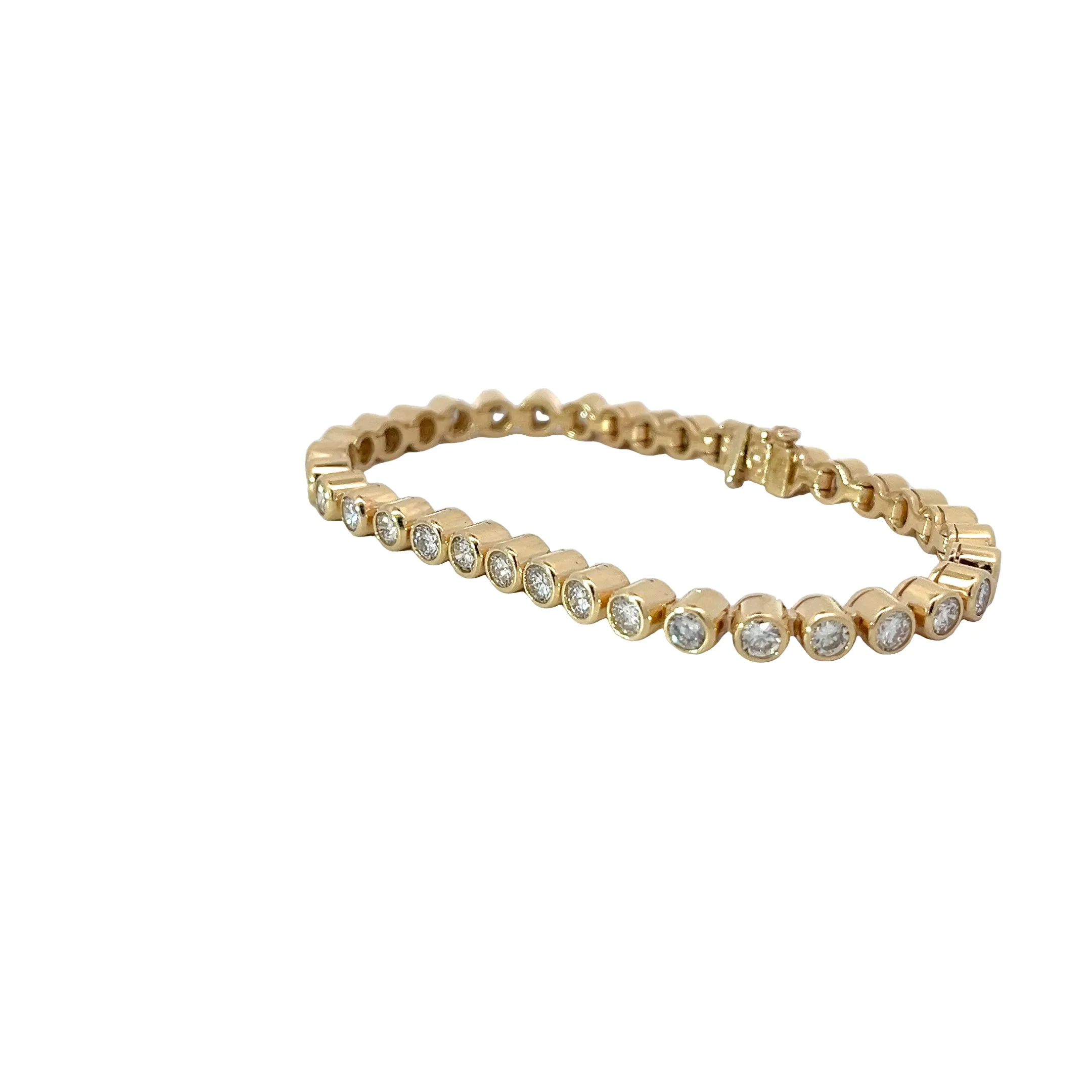 14K YELLOW GOLD 6.00CT G VS2 36 ROUND DIAMOND BEZEL SET BRACELET