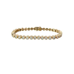 14K YELLOW GOLD 6.00CT G VS2 36 ROUND DIAMOND BEZEL SET BRACELET