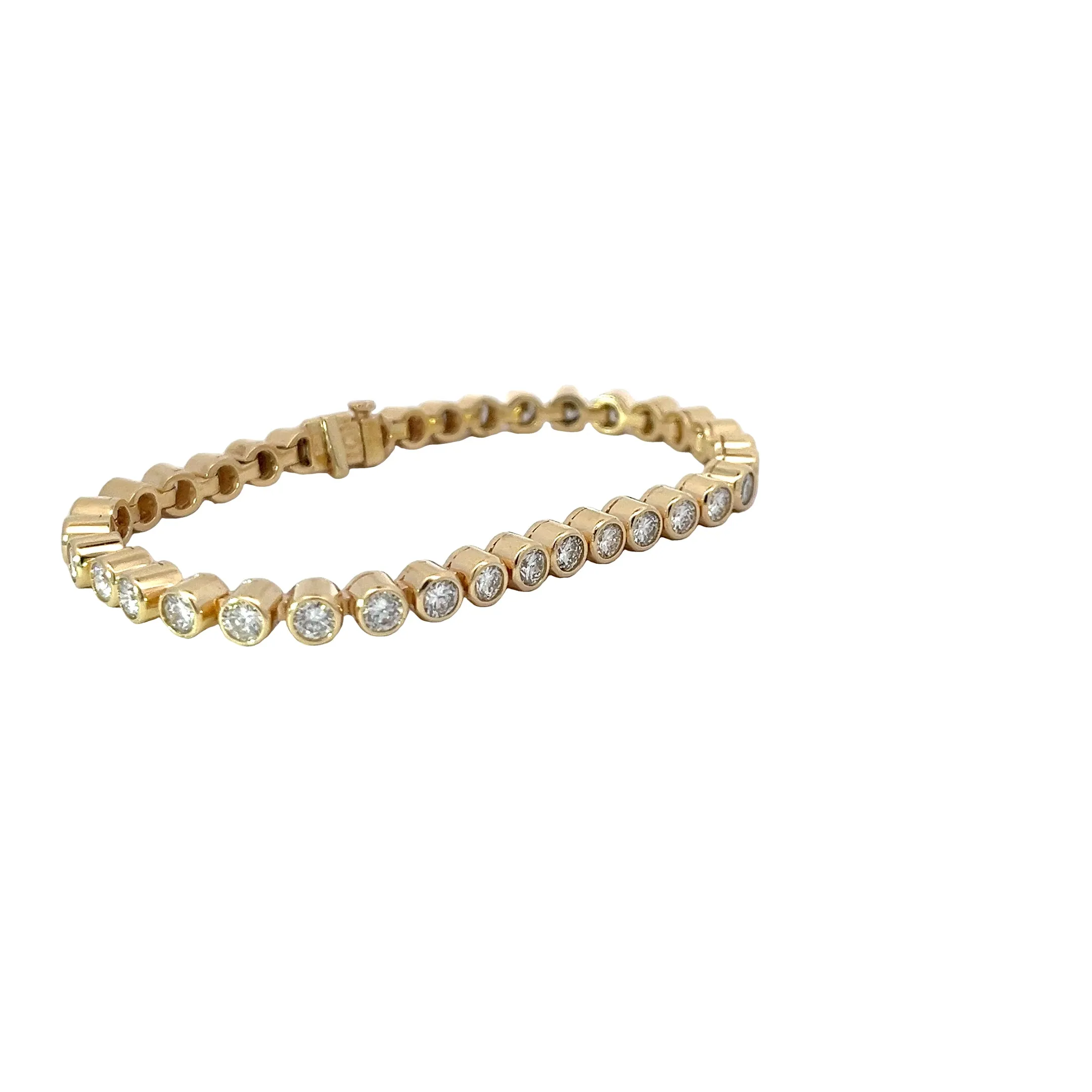 14K YELLOW GOLD 6.00CT G VS2 36 ROUND DIAMOND BEZEL SET BRACELET