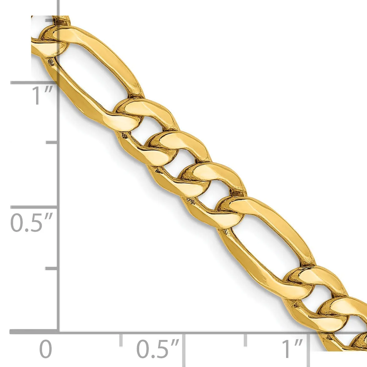 14k Yellow Gold 6.60-mm Semi Solid Figaro Chain