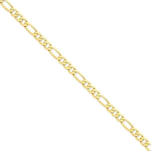 14k Yellow Gold 7.00-mm Flat Solid Figaro Chain