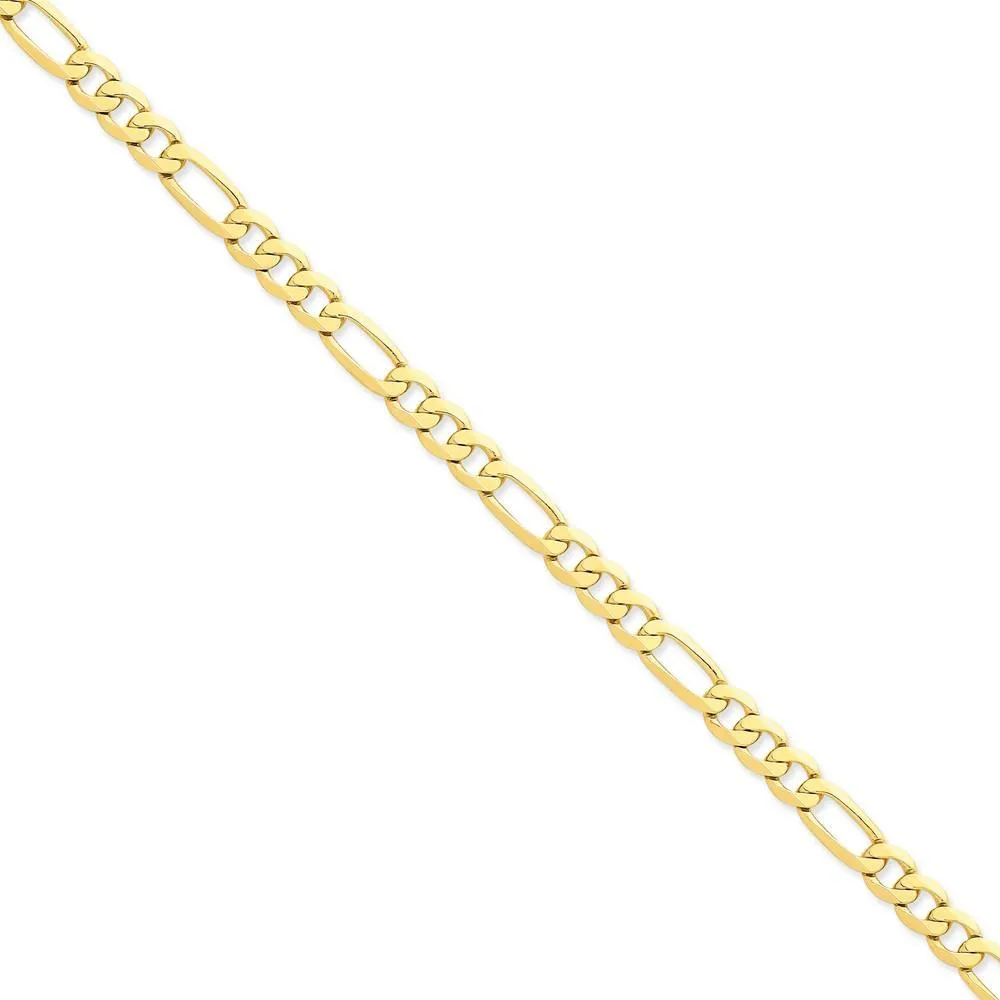 14k Yellow Gold 7.00-mm Flat Solid Figaro Chain