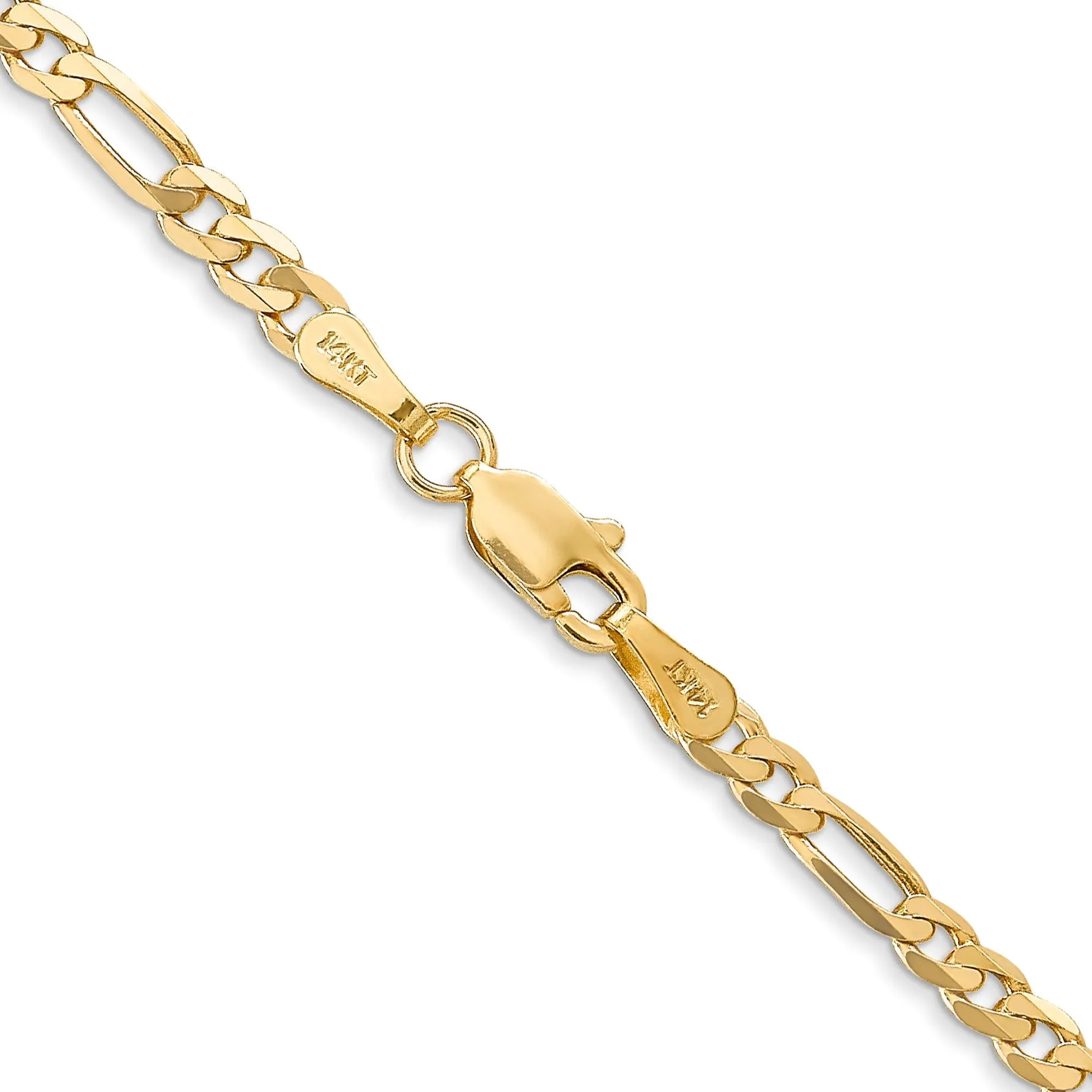 14k Yellow Gold 7.00-mm Flat Solid Figaro Chain
