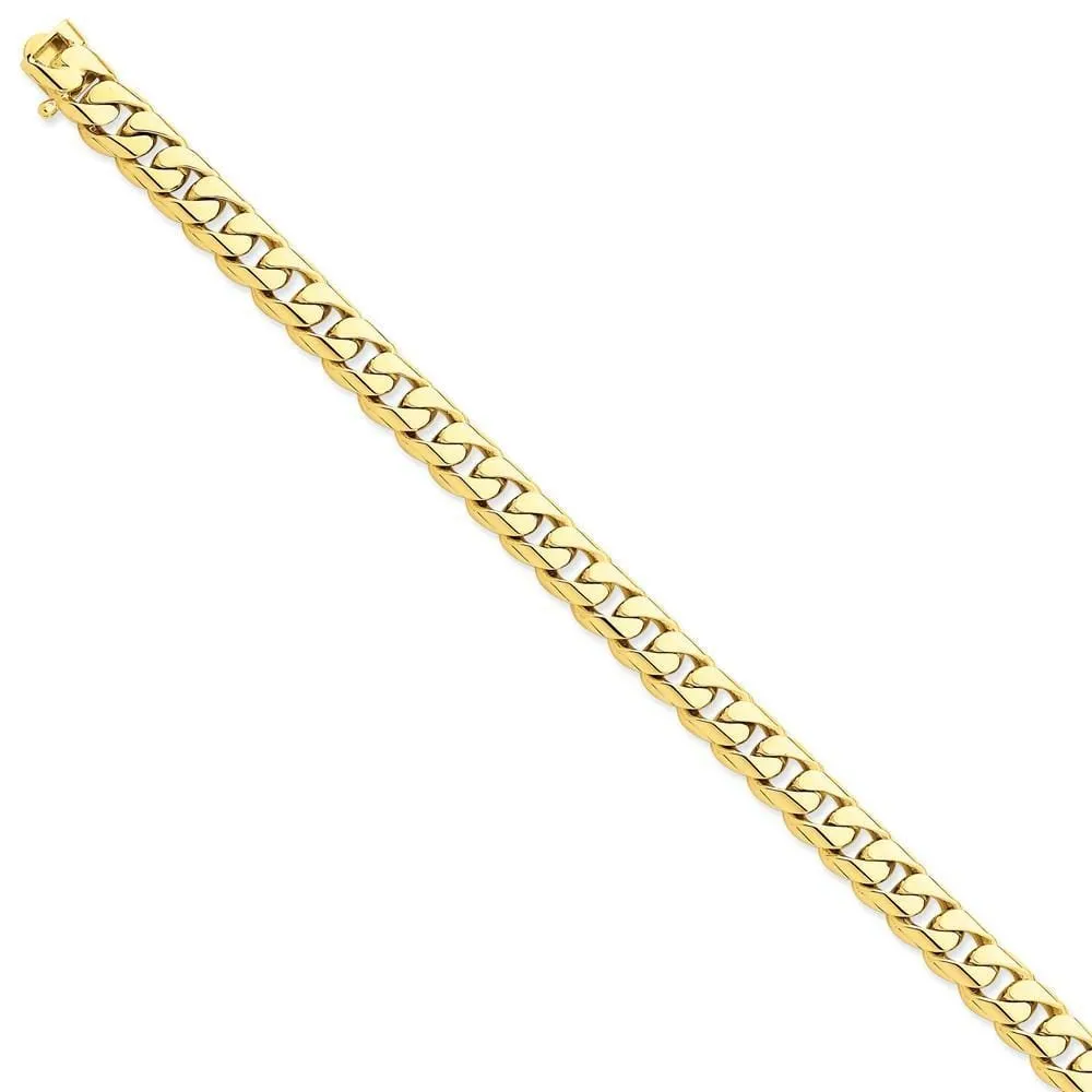 14k Yellow Gold 8.75mm Rounded Fancy Curb Chain