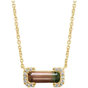 14K Yellow Gold Bi-Color Tourmaline/Diamond Neckpiece