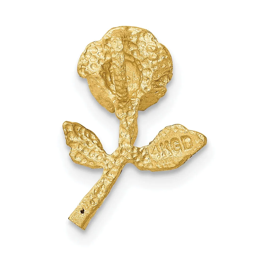 14k Yellow Gold Casted Textured Back Solid Polished Brushed Finish Diamond-cut Rose Chain Slide. Will Not Fit Omega.