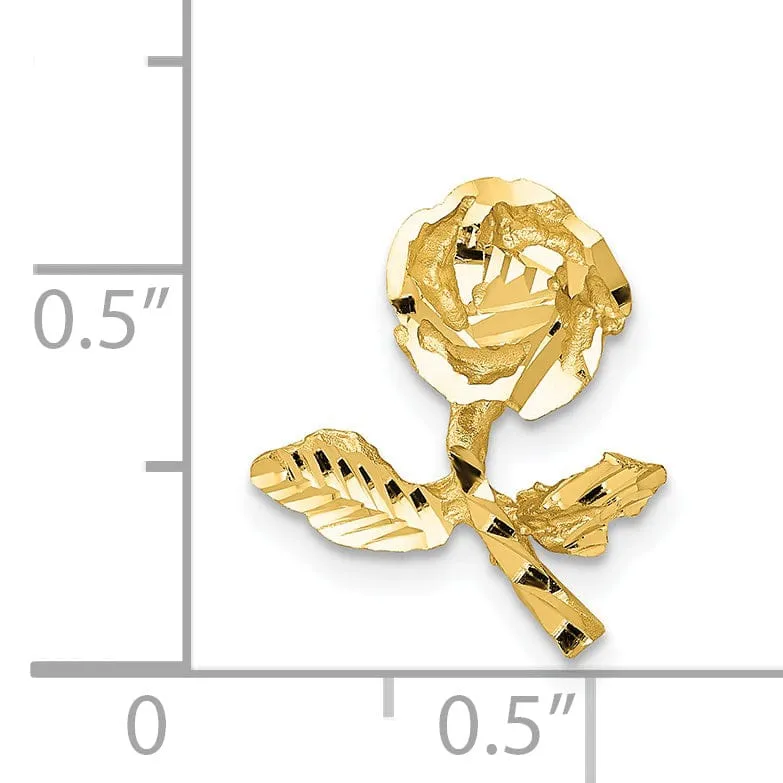 14k Yellow Gold Casted Textured Back Solid Polished Brushed Finish Diamond-cut Rose Chain Slide. Will Not Fit Omega.