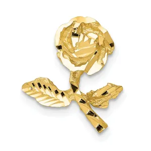 14k Yellow Gold Casted Textured Back Solid Polished Brushed Finish Diamond-cut Rose Chain Slide. Will Not Fit Omega.