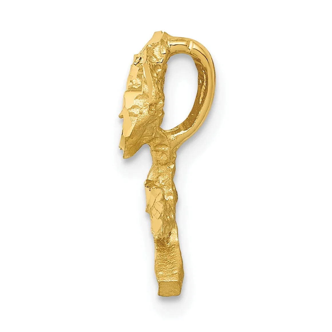 14k Yellow Gold Casted Textured Back Solid Polished Brushed Finish Diamond-cut Rose Chain Slide. Will Not Fit Omega.