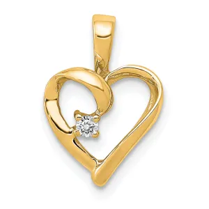 14k Yellow Gold l1 Clarity G-I Color .02ct. Diamond Heart Pendant