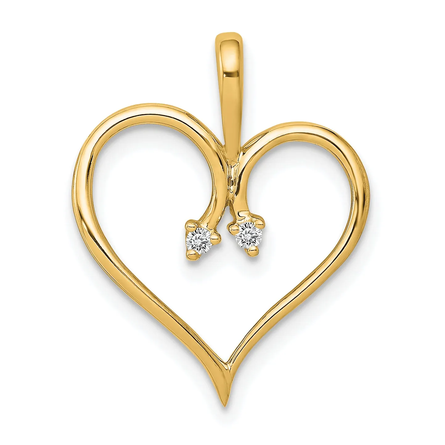 14k Yellow Gold l1 Clarity G-I Color .02ct. Diamond Heart Shape Pendant