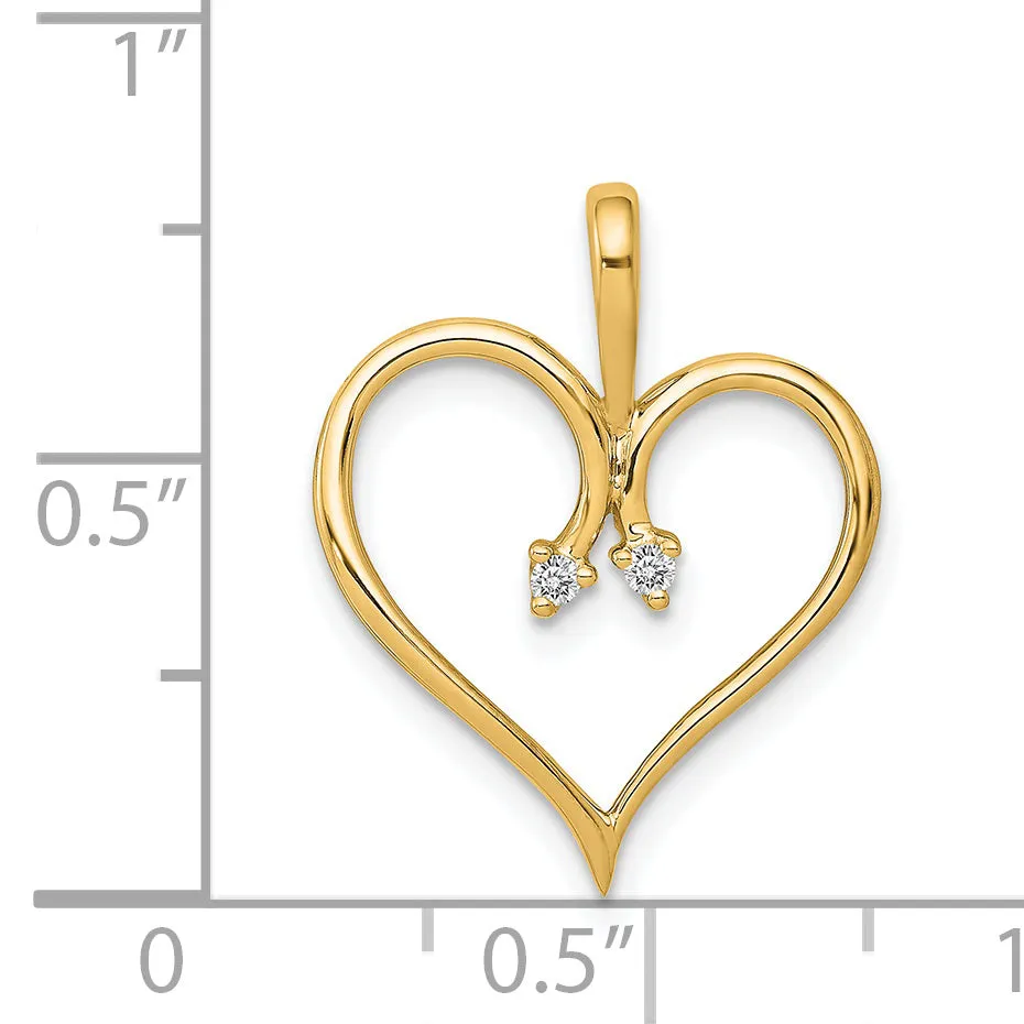 14k Yellow Gold l1 Clarity G-I Color .02ct. Diamond Heart Shape Pendant