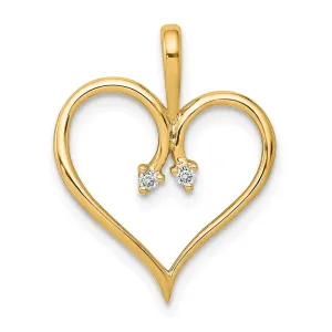 14k Yellow Gold l1 Clarity G-I Color .02ct. Diamond Heart Shape Pendant