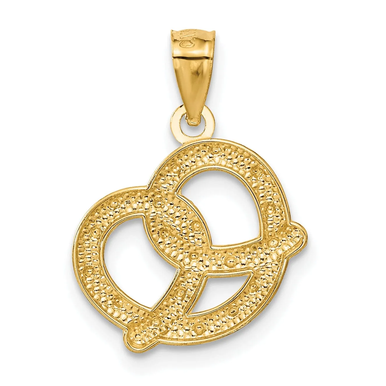 14k Yellow Gold Polished Texture Finish Pretzel Shape Design Pendant