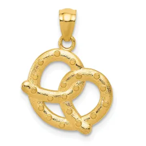 14k Yellow Gold Polished Texture Finish Pretzel Shape Design Pendant