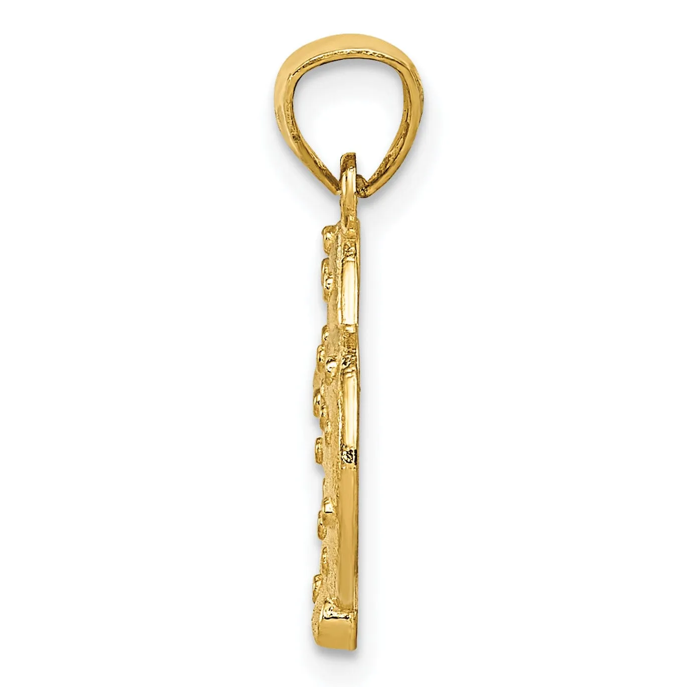 14k Yellow Gold Polished Texture Finish Pretzel Shape Design Pendant