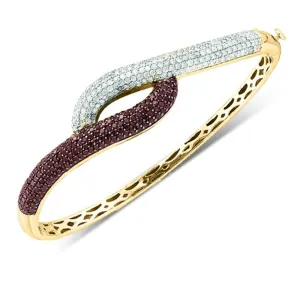 14k Yellow Gold Womens Cognac-brown Color Enhanced Diamond Luxury Bangle Bracelet 2-1/2 Cttw