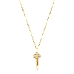 14kt Gold Natural Diamond Key Necklace