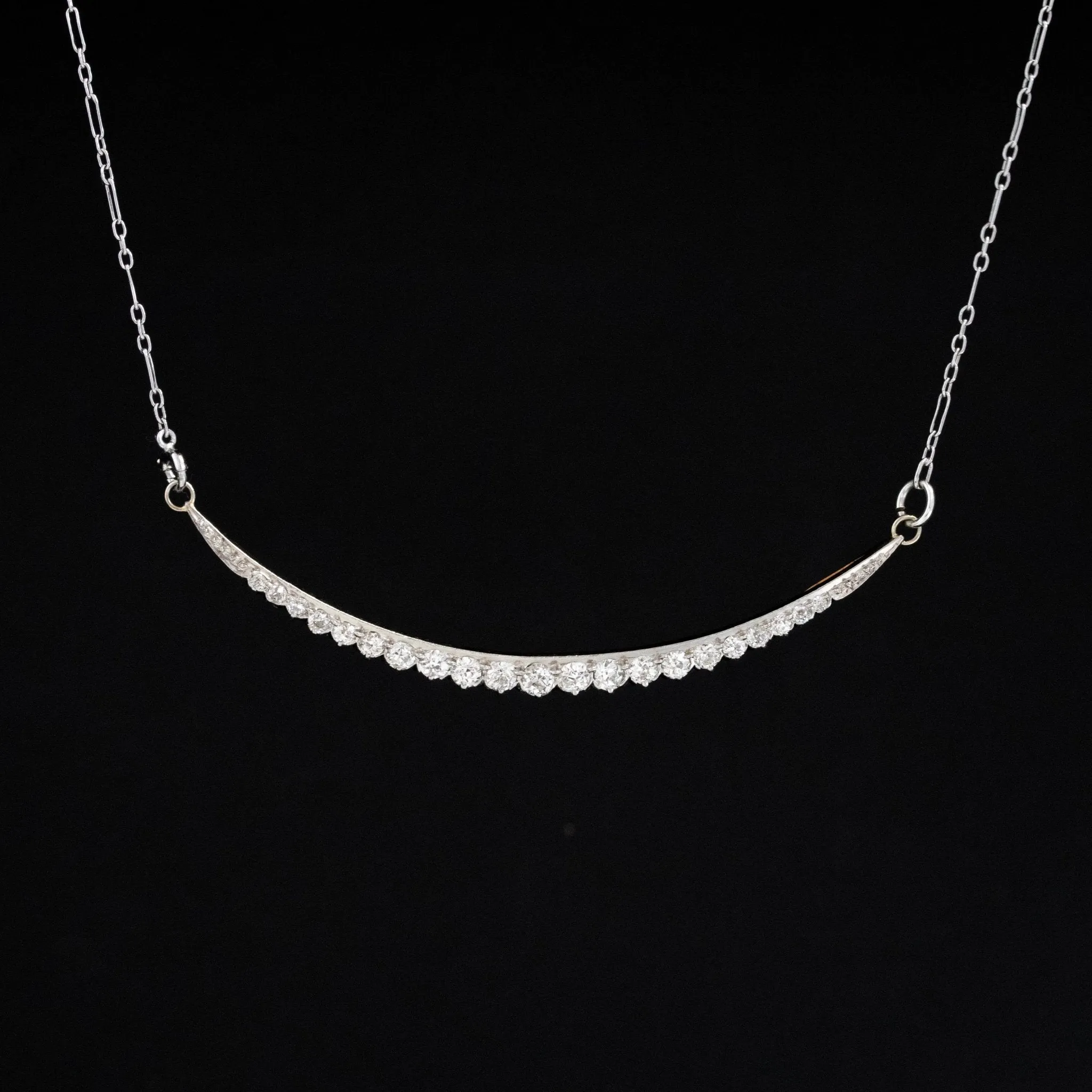 1.50ctw Antique Diamond Crescent Pendant