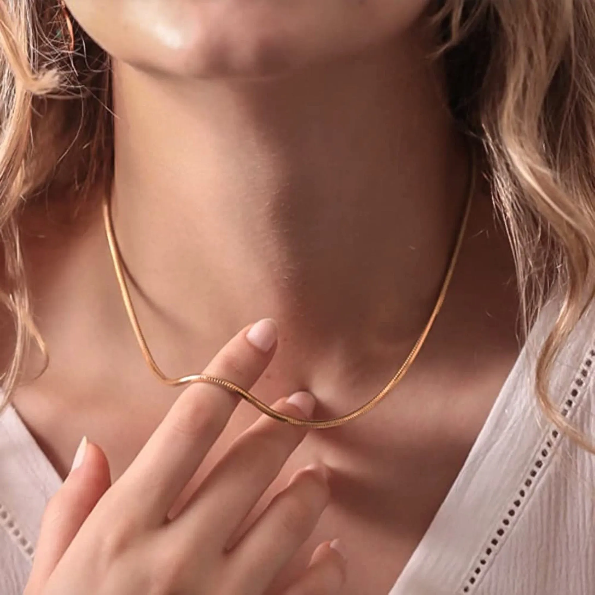 18inch Gold Snake Chain Steel Charm Necklace