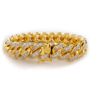 18K Gold Iced Cuban Link Bracelet