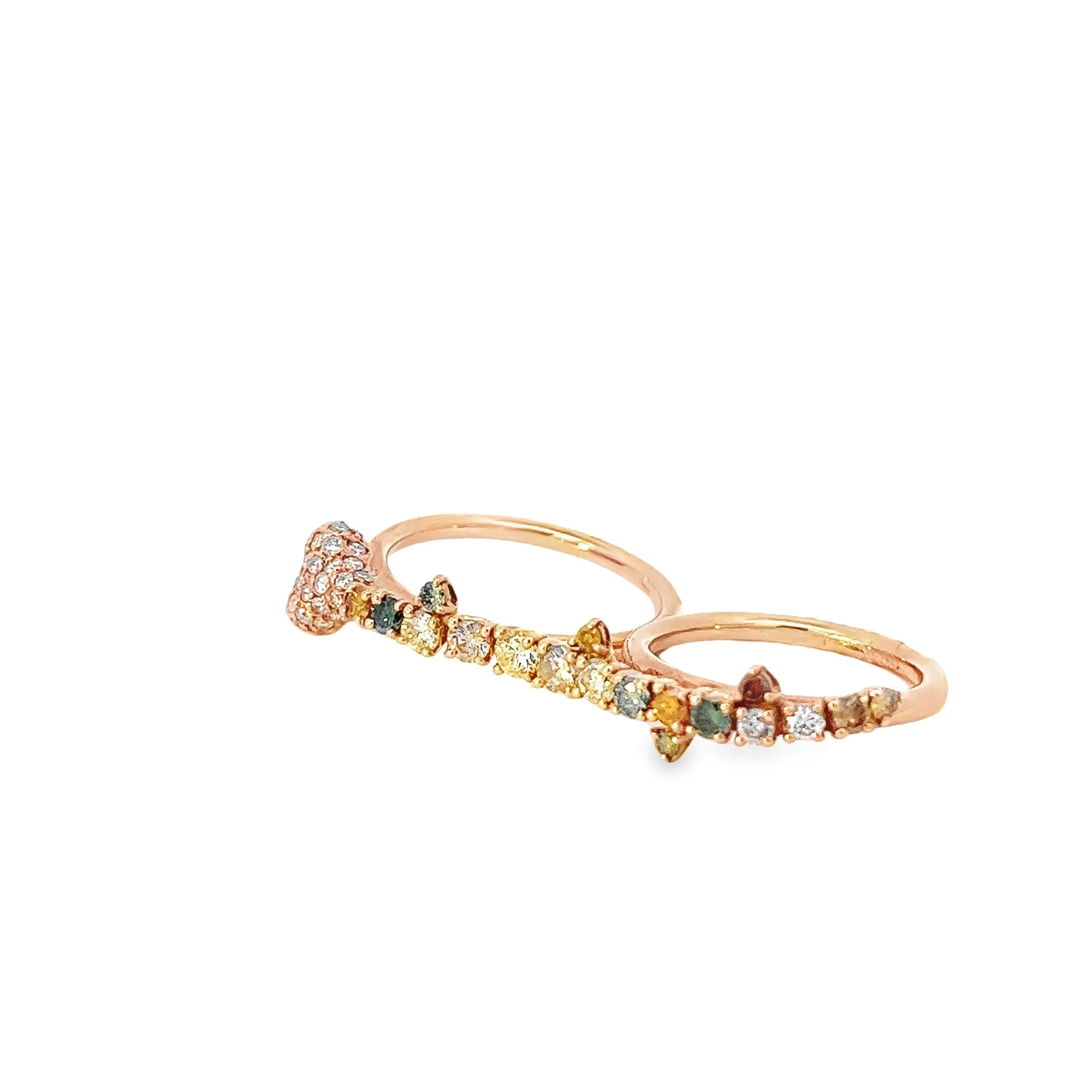 18k Rose Gold 2.50ct Multi Color Diamond ,Sapphire and  Ruby total weight  Snake Ring