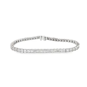 18K WHITE GOLD 3.31CT EVS1 BAGUETTE DIAMOND TENNIS BRACELET