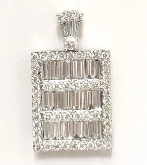 18k White Gold 4.00ct Diamond Baguette Pendant