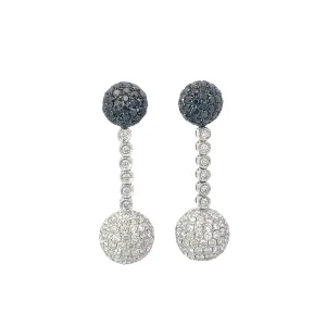 18k White Gold 4.50ct F VS2  White Diamond  & 1.00ct Black Diamond Drop Earrings