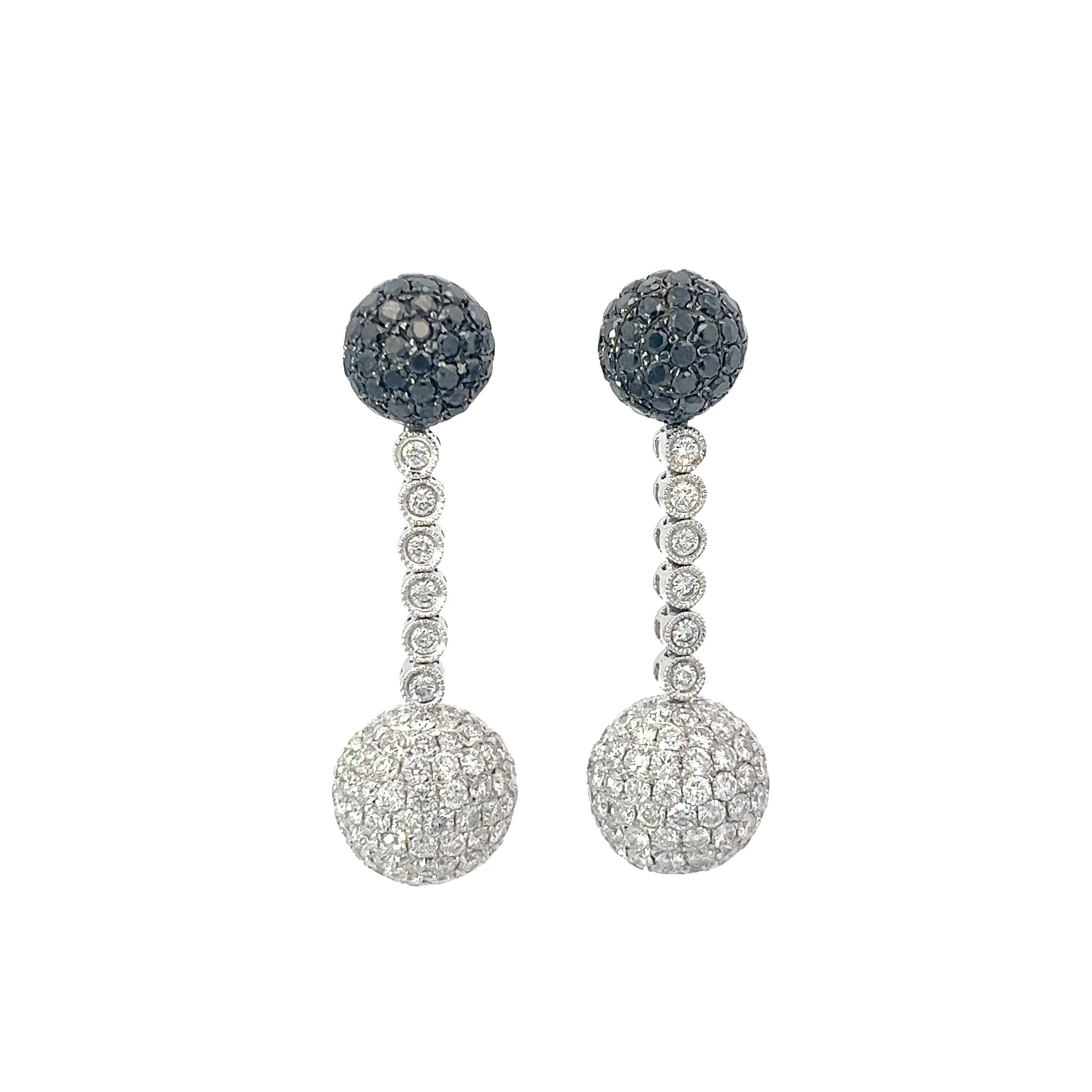 18k White Gold 4.50ct F VS2  White Diamond  & 1.00ct Black Diamond Drop Earrings