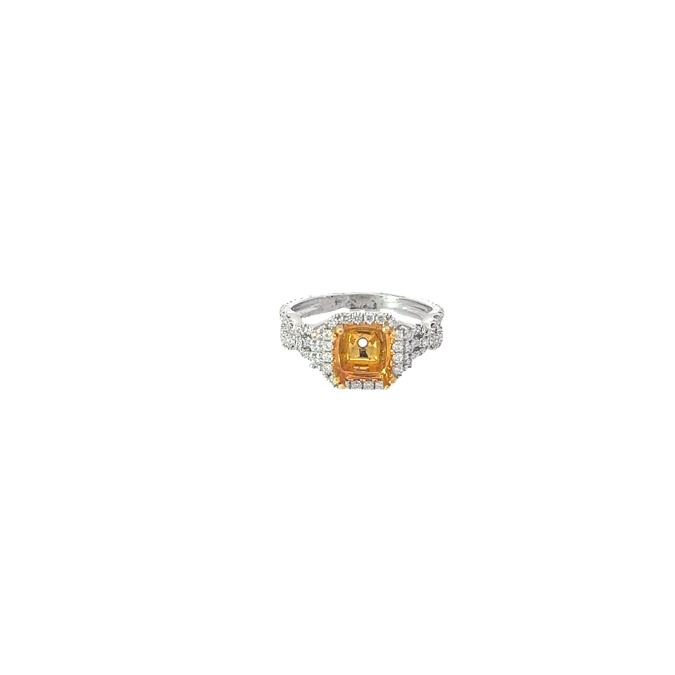 18k White Gold .50CT F VS2 Round Diamond semi mount ring for Princess Cut or Radiant Diamond