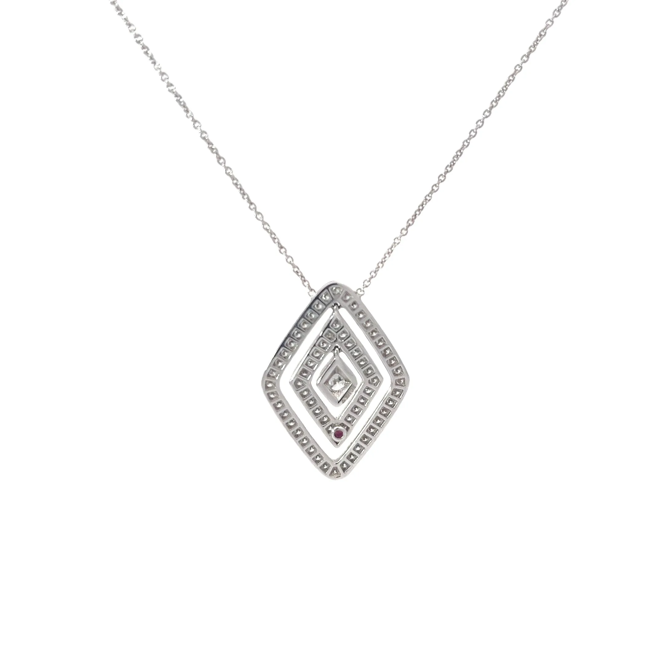18k White Gold .77ct E VVS2 Round Diamond Necklace Roberto Coin /Diamante Collection